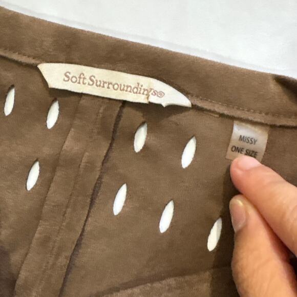 Soft Surroundings Faux Suede Snap Front Poncho One Size Shawl Western Cowgirl - Picture 6 of 9